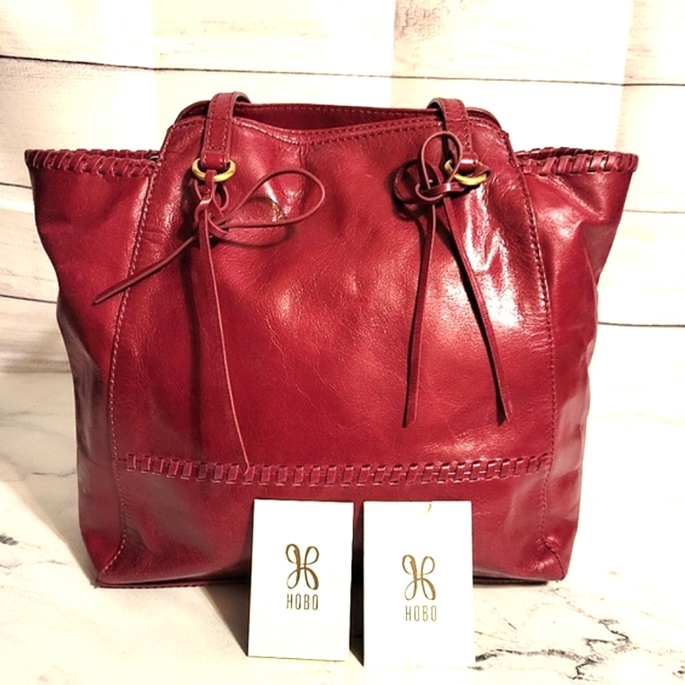 HOBO 'Praise' Vintage Hide Deep Rich Berry Leather Tote - Picture 1 of 8